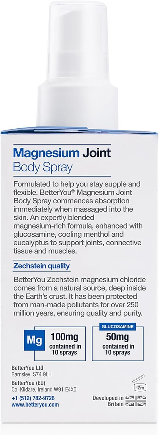 BetterYou Magnesium Joint Body Spray, Magnesium Chloride and Glucosamine, Effective Support for Joints and Muscles, Supports Relaxation, 100ml Magnesum Oil Supplement - Image 8