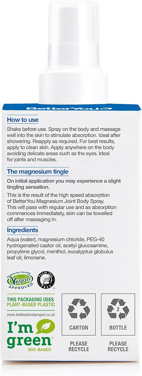 BetterYou Magnesium Joint Body Spray, Magnesium Chloride and Glucosamine, Effective Support for Joints and Muscles, Supports Relaxation, 100ml Magnesum Oil Supplement - Image 9