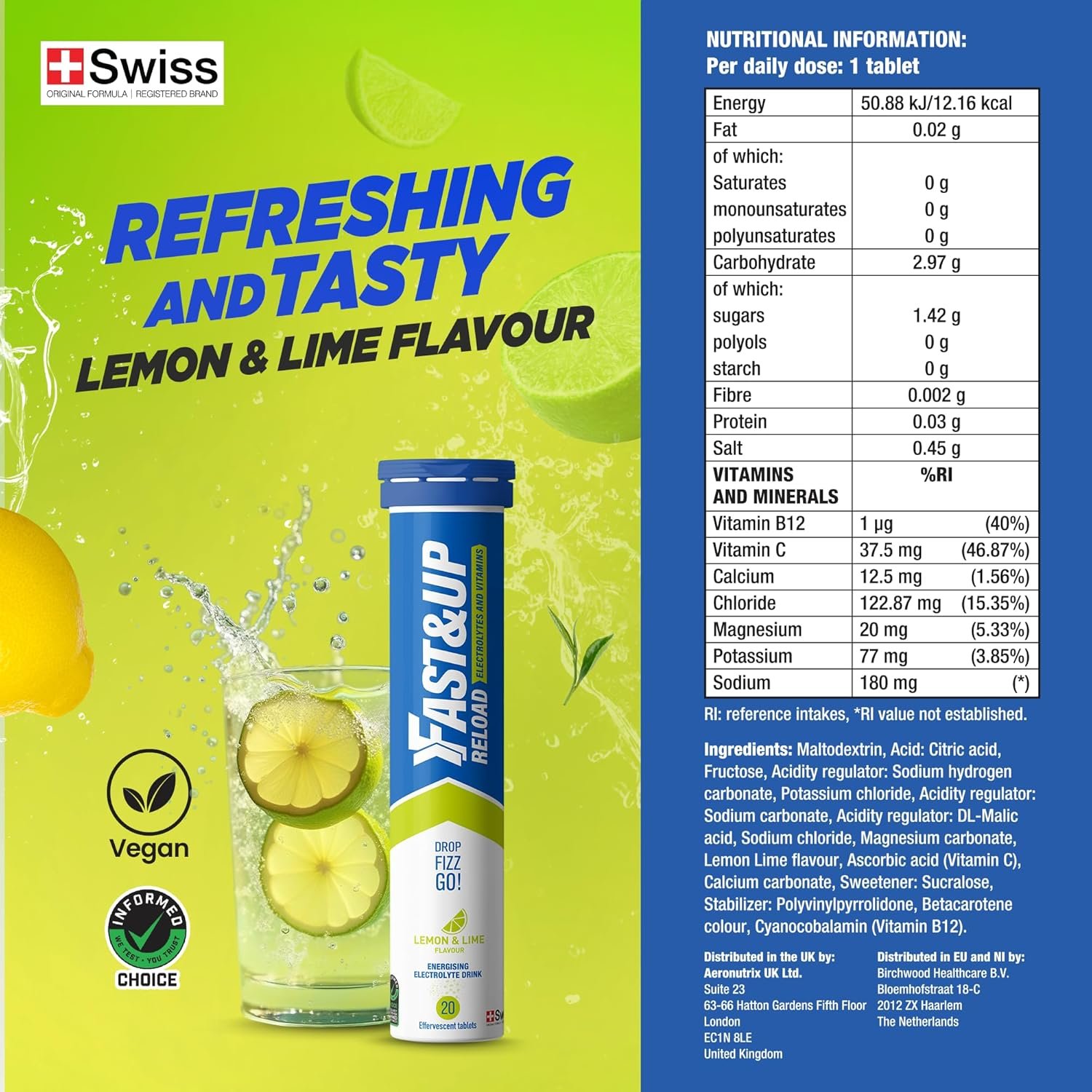 Fast&Up Reload – Variety Pack – 80 Effervescent Tablets – Instant Electrolytes for Rapid Hydration & Energy - Added Vitamin C & B12 for Performance, Wellbeing, Travel & Recovery – Vegan - Image 6