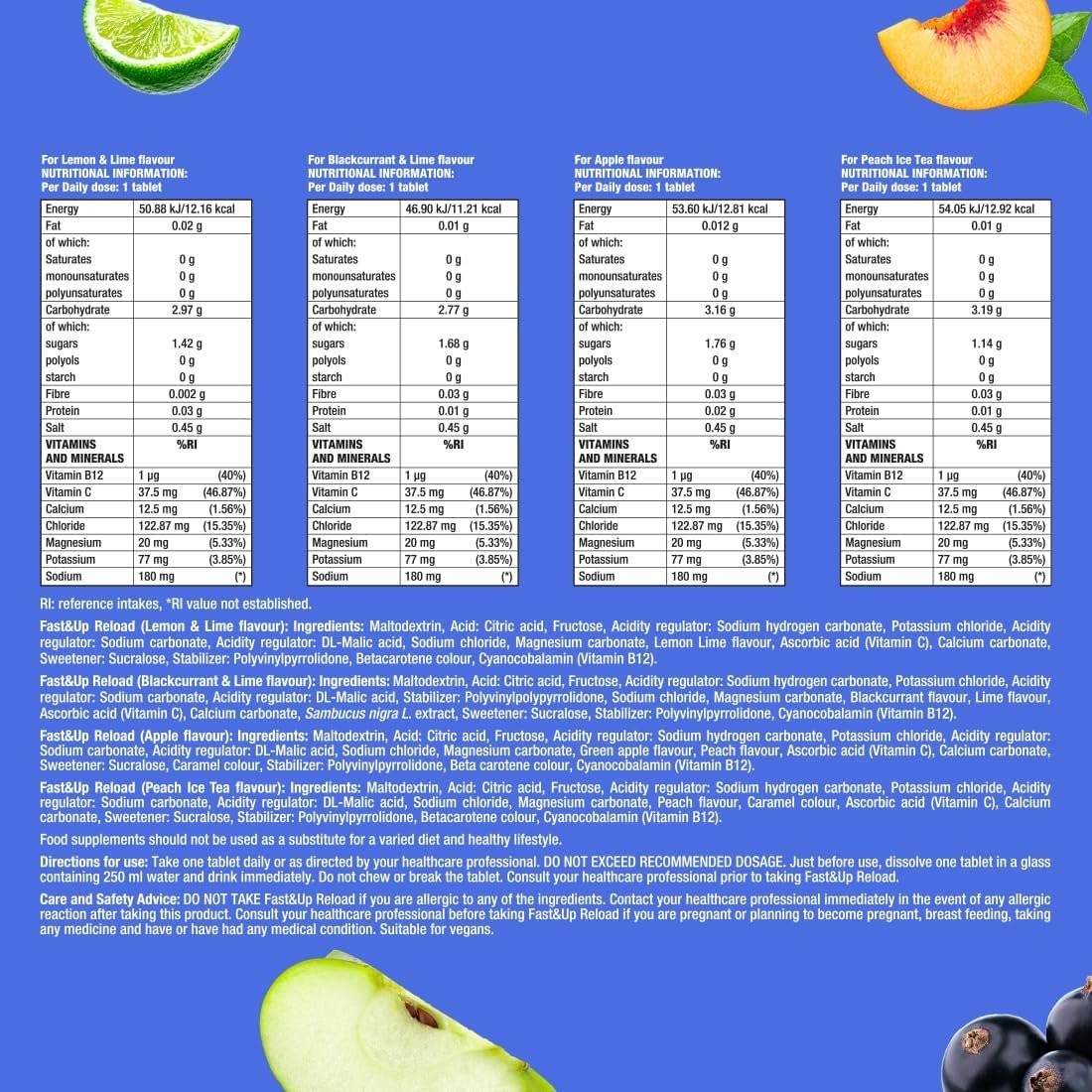 Fast&Up Reload – Variety Pack – 80 Effervescent Tablets – Instant Electrolytes for Rapid Hydration & Energy - Added Vitamin C & B12 for Performance, Wellbeing, Travel & Recovery – Vegan - Image 8