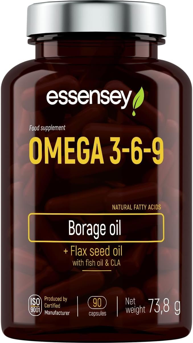 Essensey Omega 3 6 9 Complex 90 High Strength Vegan Capsules | Complex Dietary Supplement | Natural Fatty acids | Triple Omega 369 with EPA, DHA & ALA from Borage, Fish, Linseed Oil - Image 3