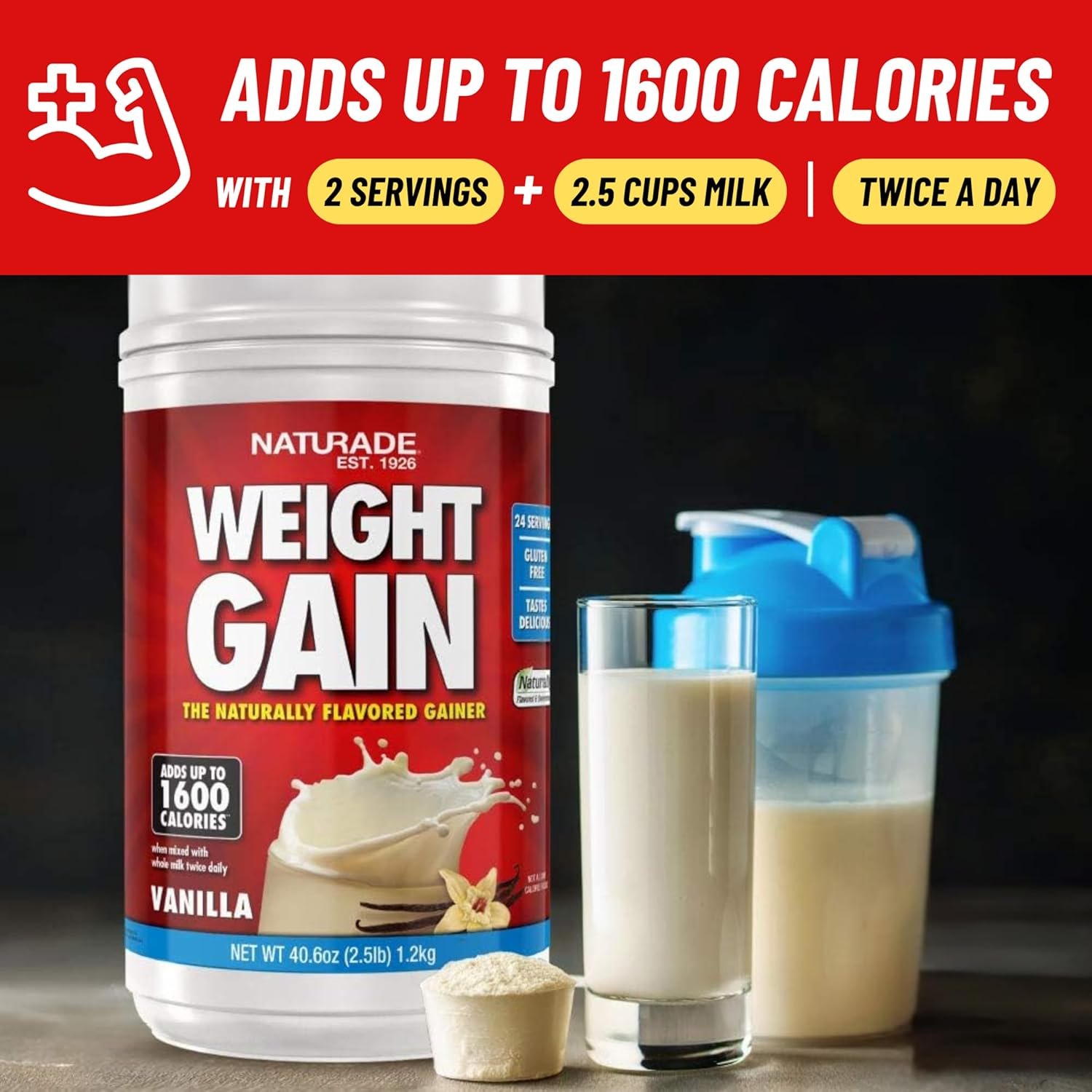 Naturade Weight Gain Vanilla - 40.6 oz - Image 7