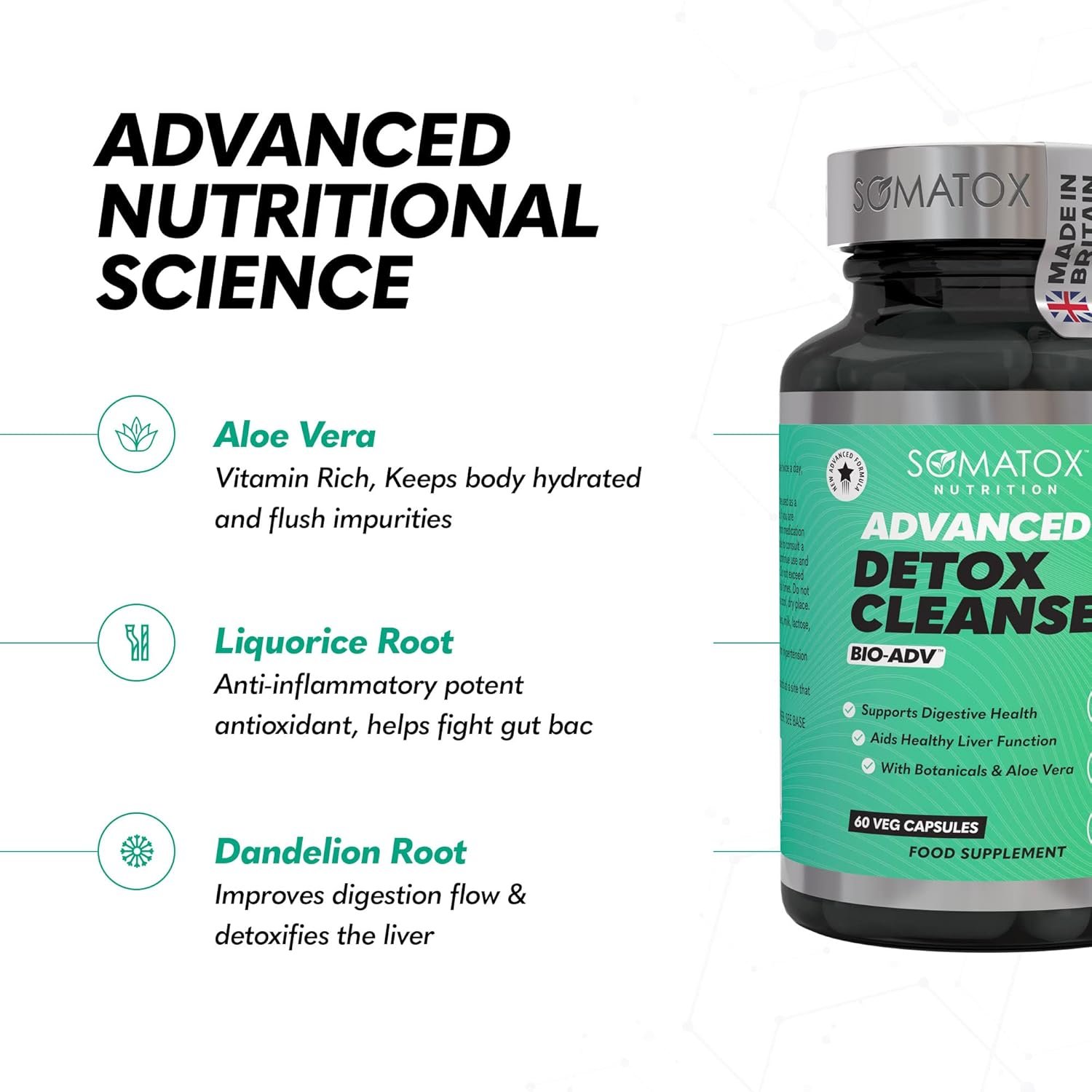 Advanced Detox Cleanse Plus – BIO-ADV™ Natural Colon & Liver Cleanse - Aids Digestion & Liver Function for Weight Loss & Health | Aloe Vera & Botanicals - 30 Day Supply/Vegan Capsules - Image 4