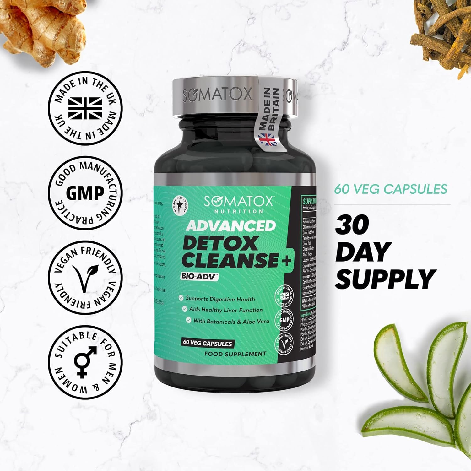 Advanced Detox Cleanse Plus – BIO-ADV™ Natural Colon & Liver Cleanse - Aids Digestion & Liver Function for Weight Loss & Health | Aloe Vera & Botanicals - 30 Day Supply/Vegan Capsules - Image 5