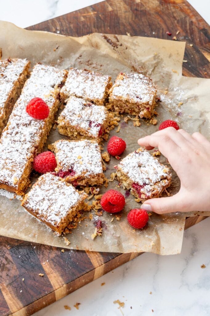 🍋 Chickpea, Coconut & Raspberry Blondies