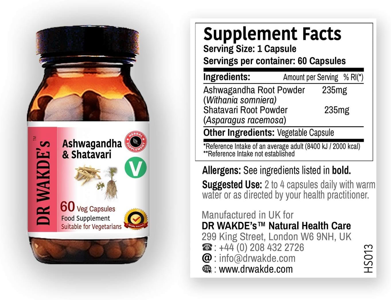 DR WAKDE'S Ashwagandha & Shatavari Capsules | 60 Veg Caps | Rejuvenating Herbs | Energy Support | Plant-Based Supplement | Vegan | All Natural - Image 2