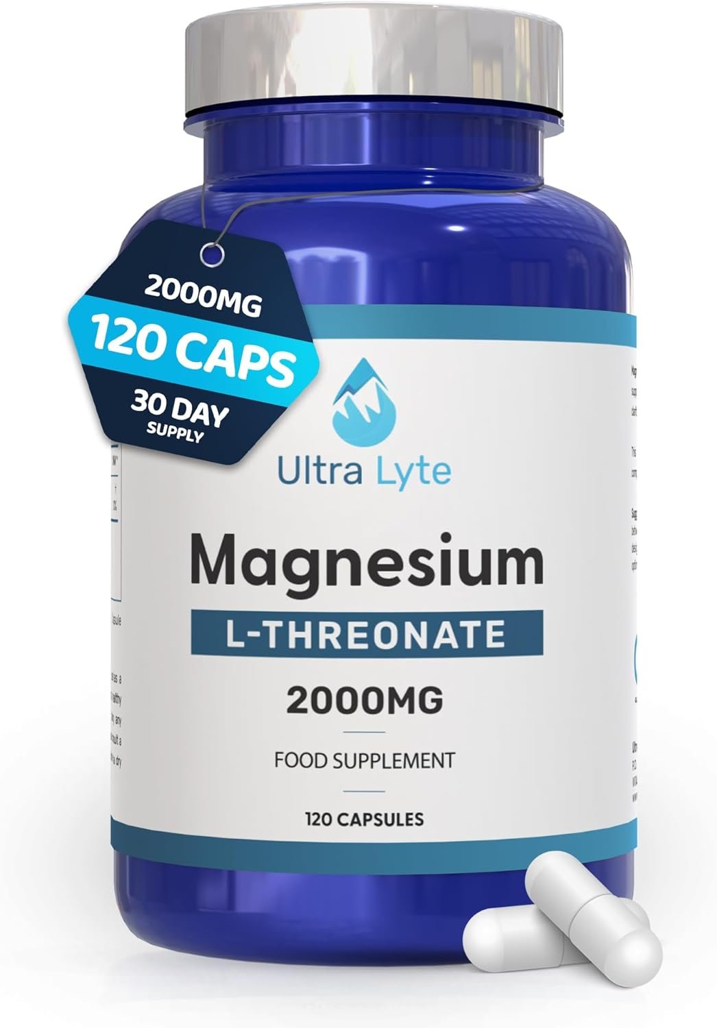 Ultra Lyte Magnesium L-Threonate – 2000mg Magnesium Supplement for Cognitive Support – 120 Capsules for Sleep Support & Relaxation - Vegan Friendly - Image 2