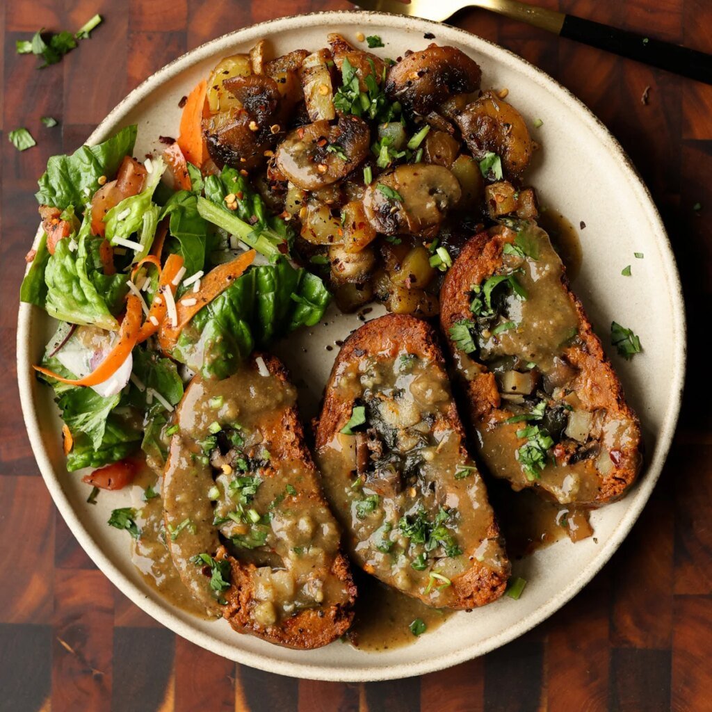 Sun Dried Tomato Roast with Mushroom-Potato Stuffing