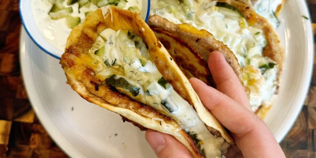 Cheesy Chicken Pickle Smashed Tacos Recipe