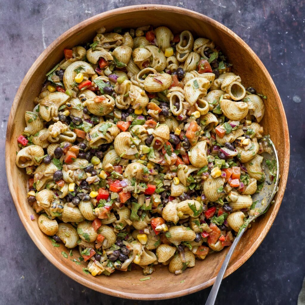 Southwestern Pasta Salad with Black Bean Dressing