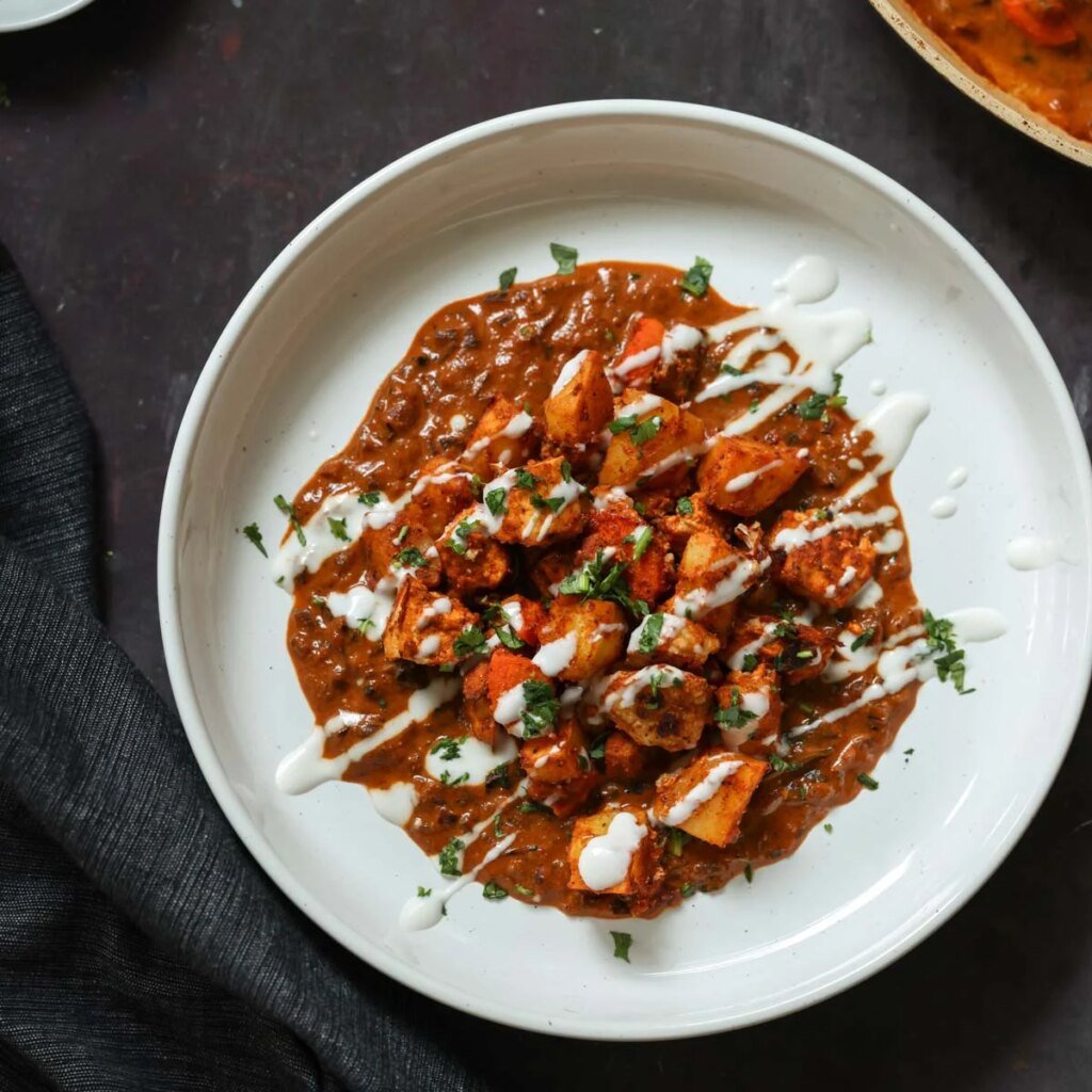 Paneer Ghee Roast with Roasted Vegetables