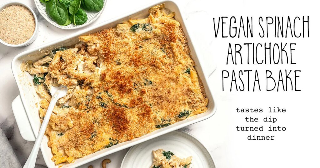Vegan Spinach Artichoke Pasta | It Doesn’t Taste Like Chicken