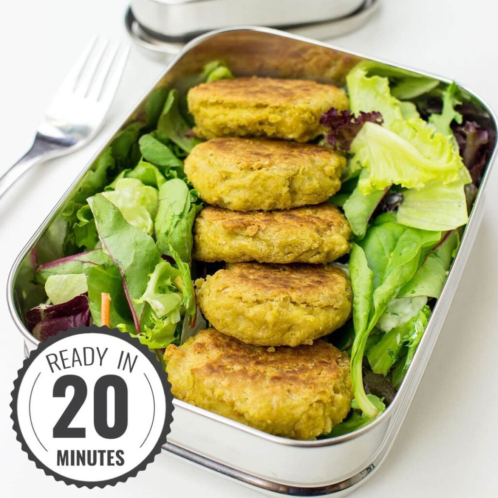 Easy Chickpea Fritters with Cucumber Dip (Vegan Option)