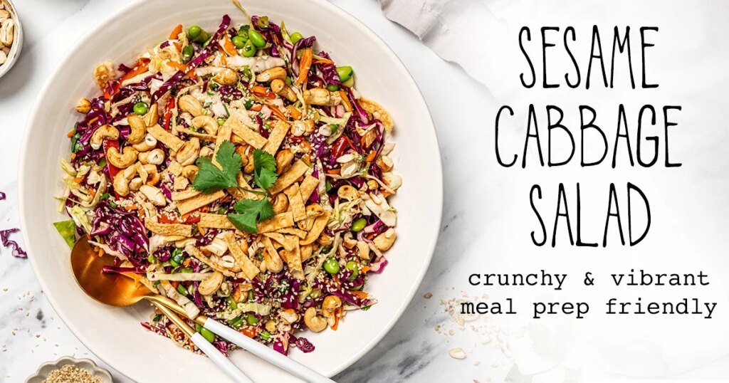 Crunchy Sesame Cabbage Salad | It Doesn’t Taste Like Chicken