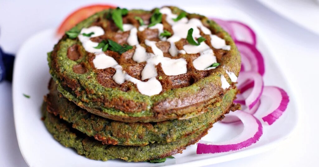 Falafel Waffles – Amira’s Pantry
