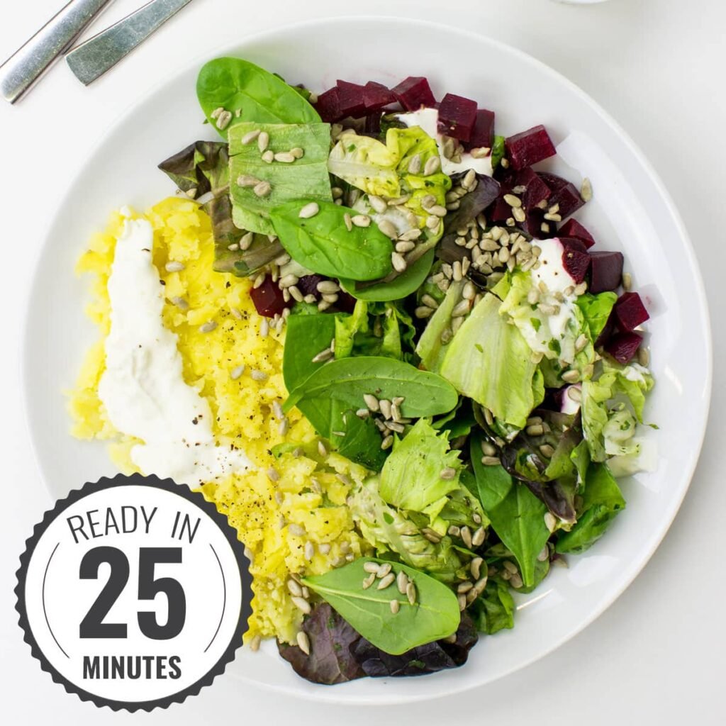 Roasted Beetroot & Potato Salad with Lime Crème Fraîche