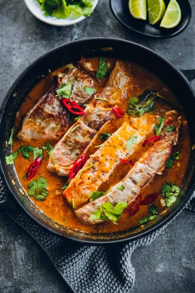 Crispy Salmon In Coconut Lime Sauce