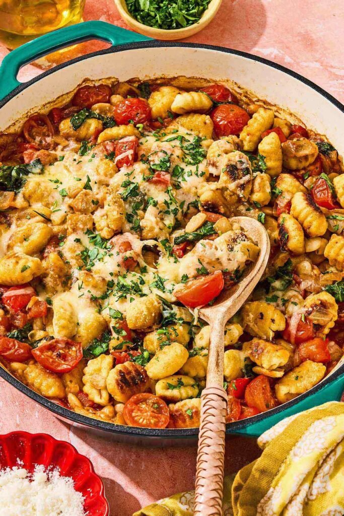 Easy, Cheesy Skillet Gnocchi with Beans